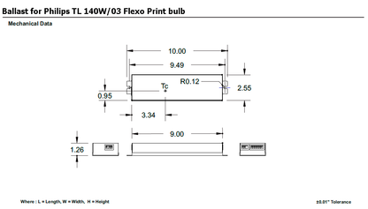 Ballast pour ampoule Philips TL 140W/03 Flexo Print