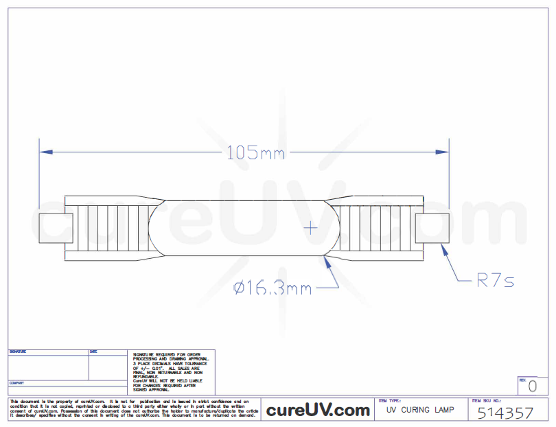 Ampoule de lampe à polymérisation UV ColorSpan 5460UV, pièce n° CH231-A