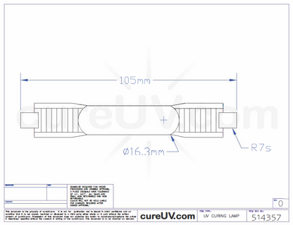 Ampoule de lampe à polymérisation UV ColorSpan 5460UV, pièce n° CH231-A