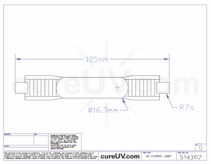 Ampoule de lampe à polymérisation UV ColorSpan 5460UV, pièce n° CH231-A