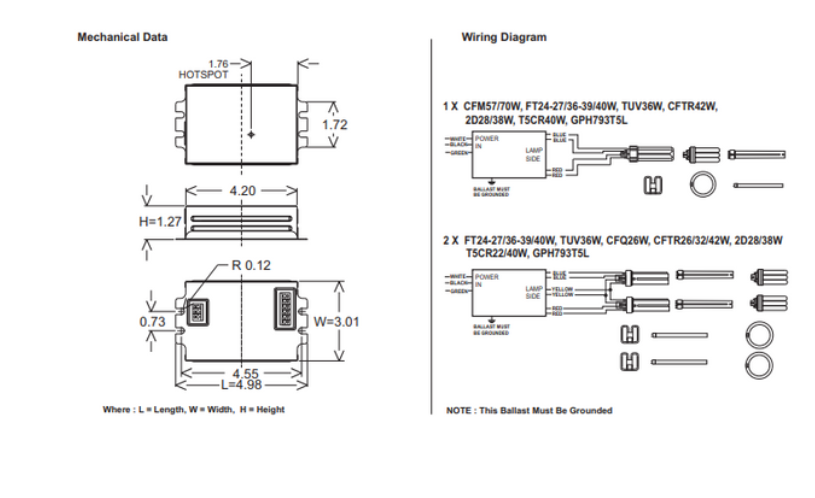 Ballast électronique à semi-conducteurs pour faire fonctionner (2) ampoules UV TUV PL-L36W