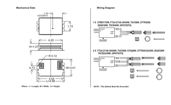 Solid State Electronic Ballast for Operating (2) TUV PL-L36W UV Bulbs