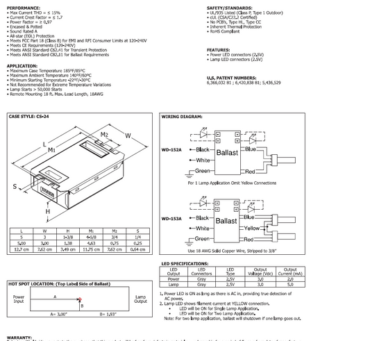 High Power Factor Electronic Program Start Ballast 100-277V 50/60Hz