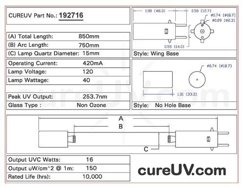 Germicidal UV Bulbs - Aquafine 17491LM Replacement UVC Light Bulb