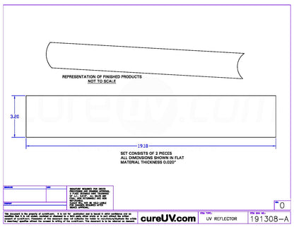 Aluminum Reflector Set for American Ultraviolet Part # A94182MCB UV Curing Lamp Bulb