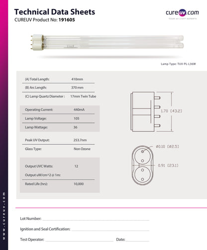 Ultravation - UltraMax Model - UME1036 UV Light Bulb for Germicidal Air Treatment