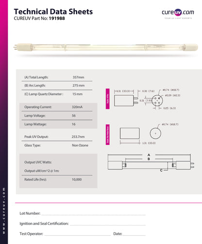 Ideal Horizons - 4-CUV UV Light Bulb for Germicidal Water Treatment