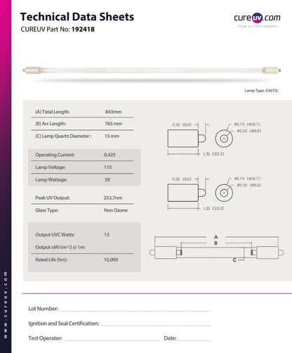 Ultra Dynamics - DW9 UV Light Bulb for Germicidal Water Treatment