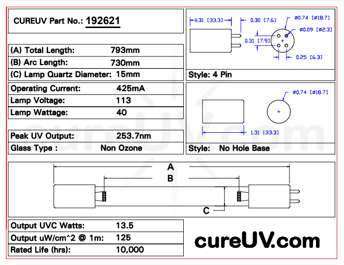 Aqua Treatment Service ATS4-793 Replacement UVC Light Bulb