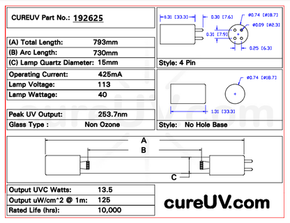 Salcor - 36UV UV Light Bulb for Germicidal Water Treatment