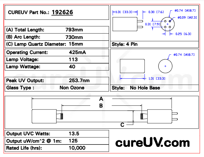 Salcor UV Light Bulb for Germicidal Water Treatment