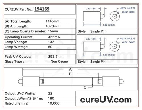 Siemens - LP4535 UV Light Bulb for Germicidal Water Treatment