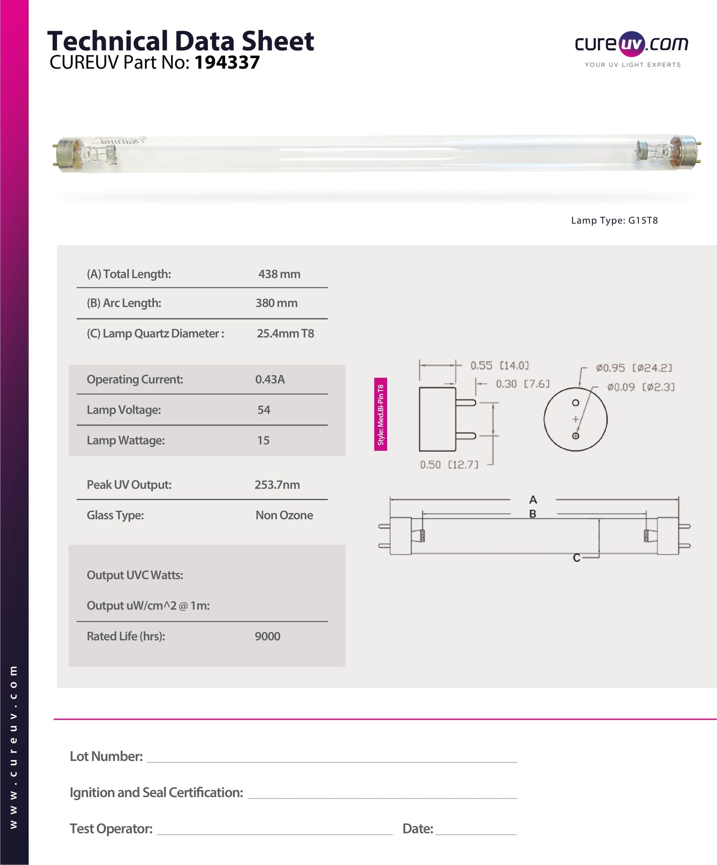 Aquanetics - Q30ILD UV Light Bulb for Germicidal Water Treatment