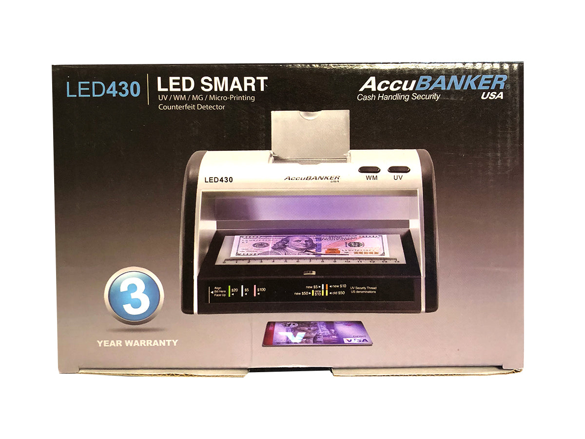 Accubanker LED430 Compact Counterfeit Money Detector with UV/WM