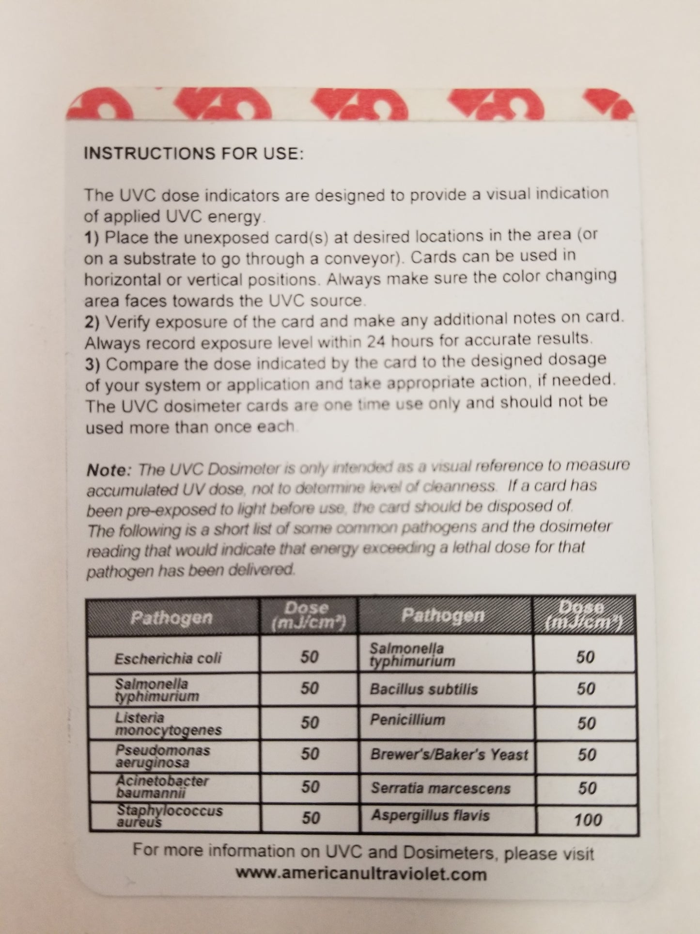 UVC Dosimeter Label