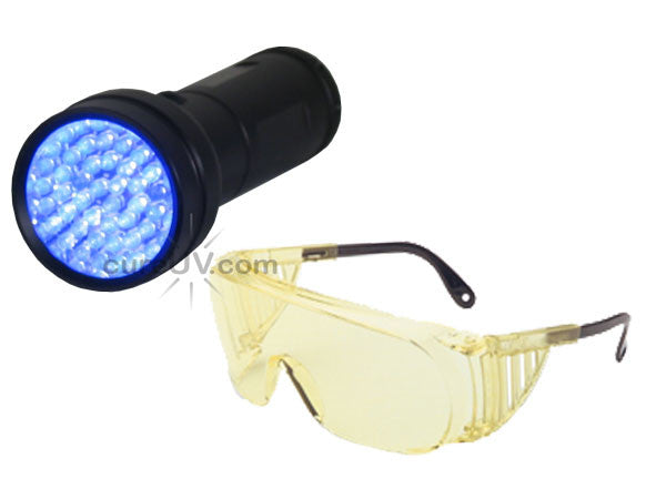 51-LED Portable UV Inspection Flashlight and Safety Glasses