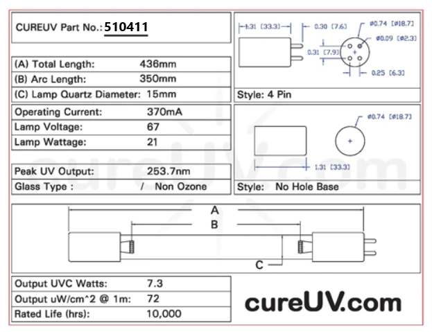 Laguna 3200 UVC Filter - Replacement UVC Light Bulb