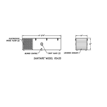 Dimensional Drawing for UVC Air Sterilizer, cleaner - RS435