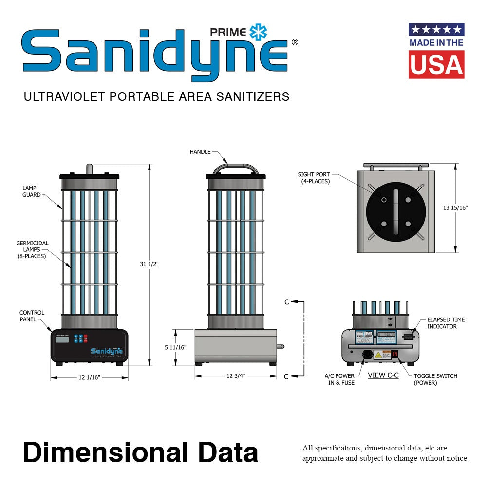 Sanidyne Prime Sterilizer  Dimensions