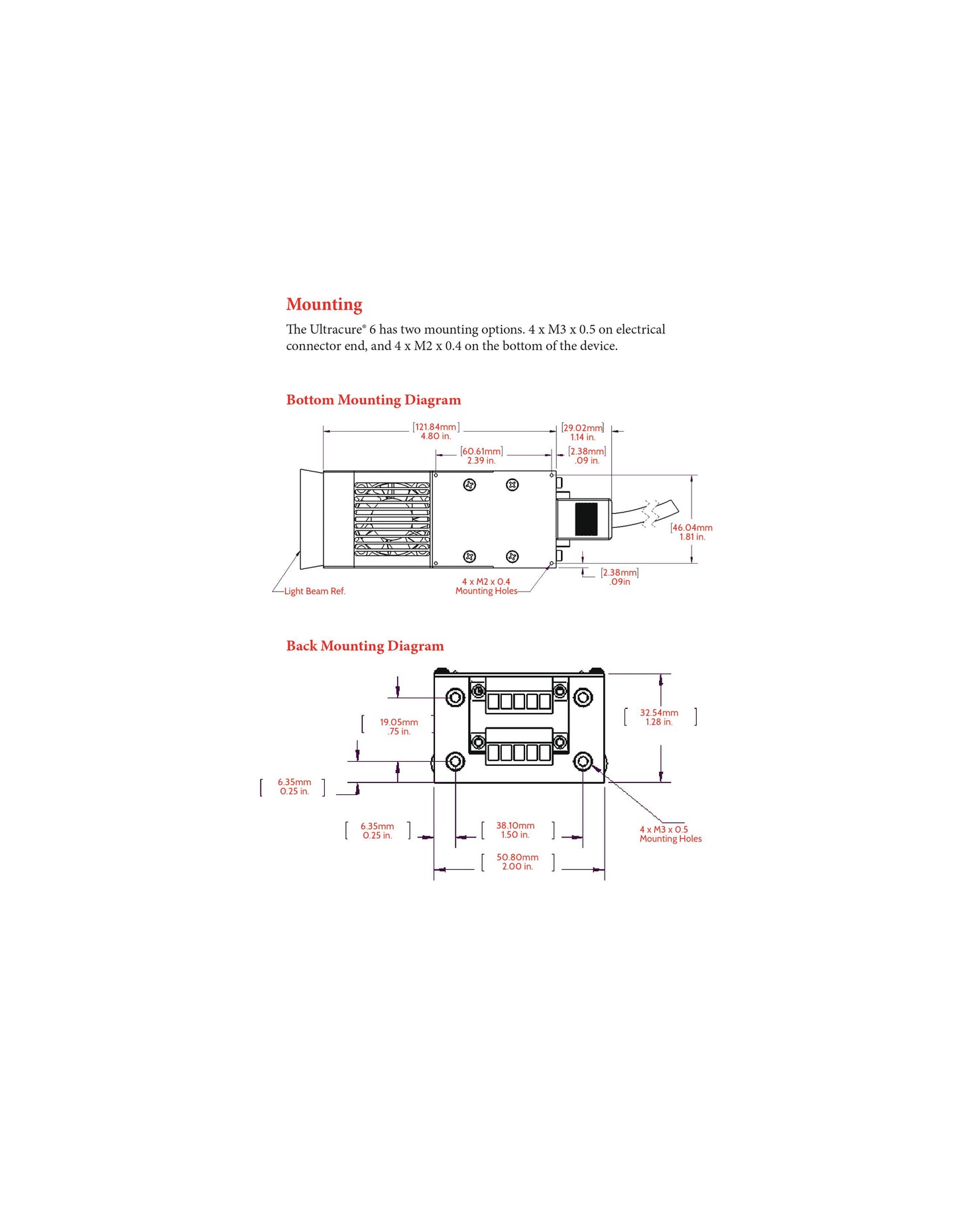 Ultracure  6 Mounting Dimensions Diagram