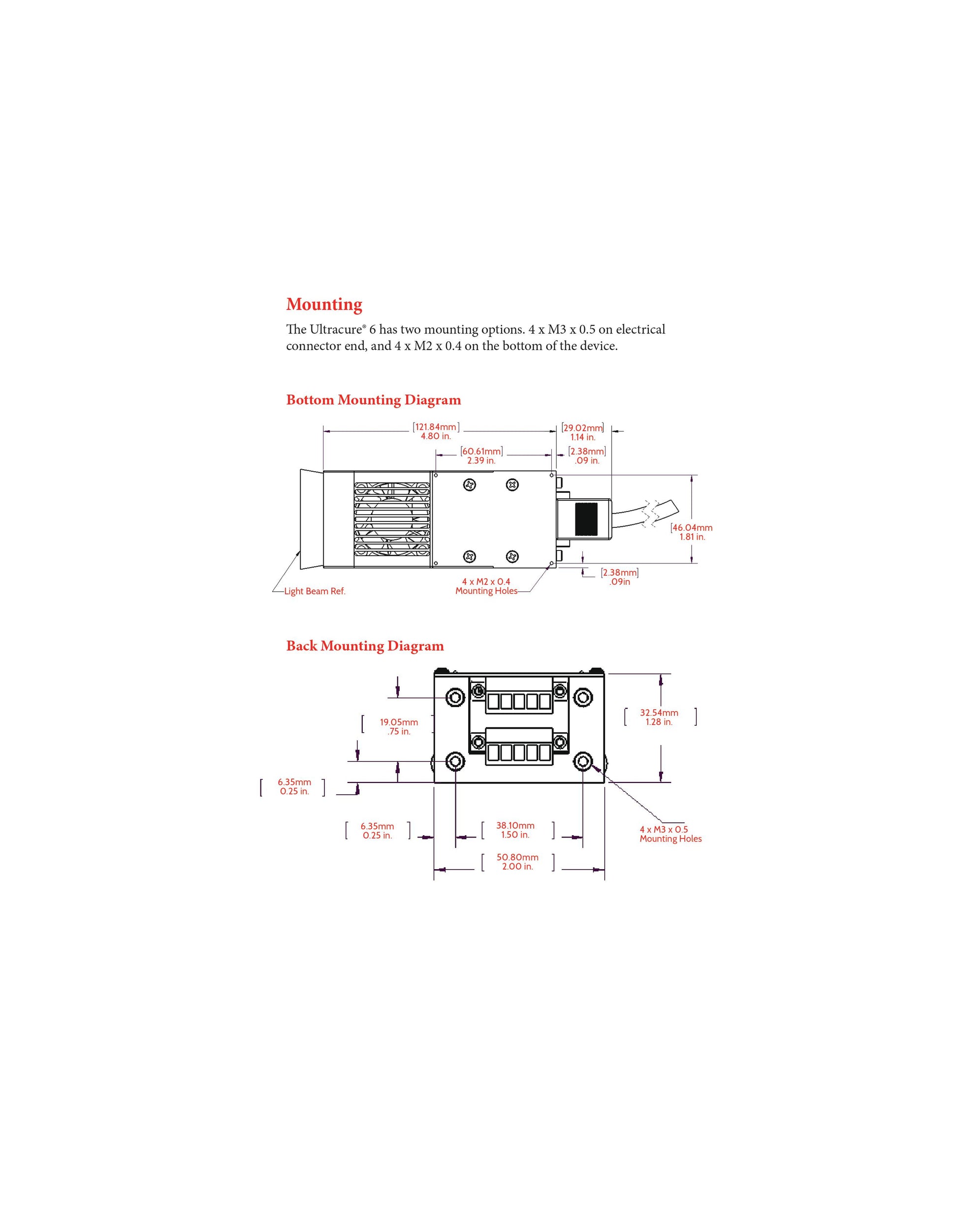 Ultracure  6 Mounting Dimensions Diagram