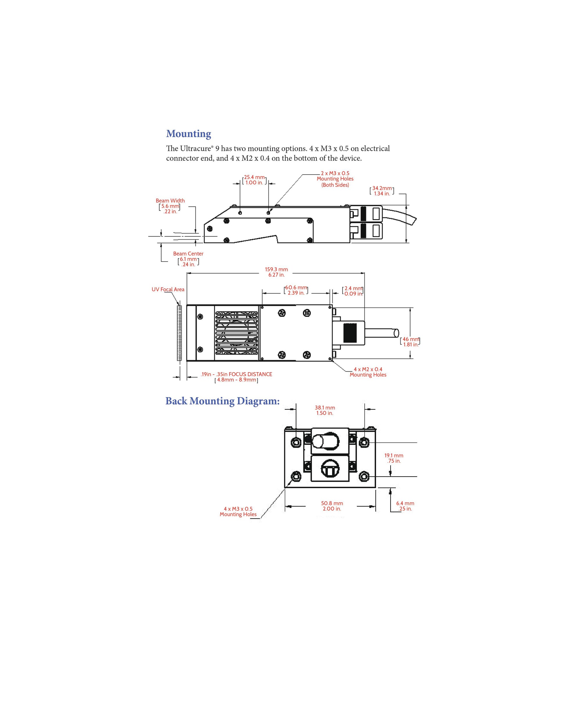 Ultracure 9 Mounting Dimensions Diagram