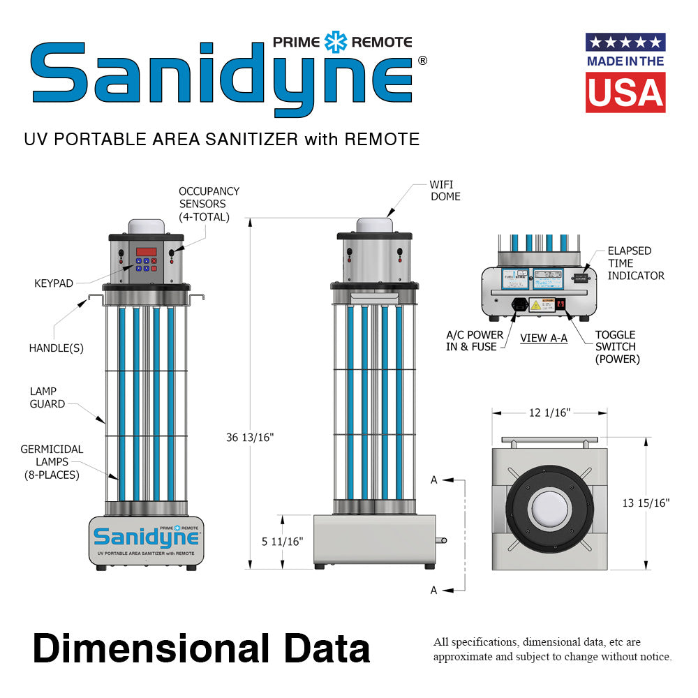 Sanidyne Prime Remote Sterilizer Dimensions