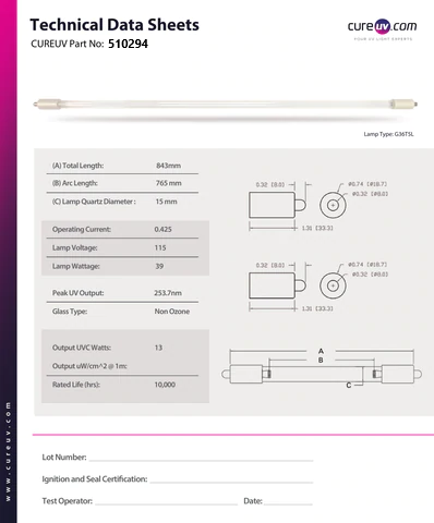 Ampoule générique 100 % compatible avec l'ampoule UVC américaine ultraviolette UFA-36.