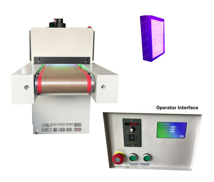 Système de polymérisation à double chambre de recherche et développement avec lampe à moyenne pression et réseau de LED UV