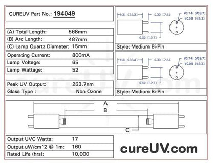 Germicidal UV Bulbs - American Ultraviolet GML1222 Compatible Generic Replacement UVC Light Bulb