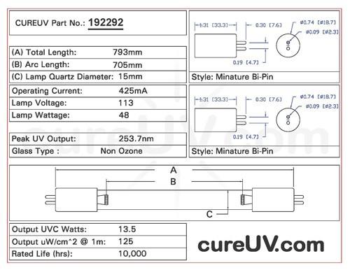 Germicidal UV Bulbs - Aqua Treatment Service ATS2-793 Replacement UVC Light Bulb