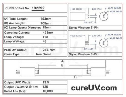 Germicidal UV Bulbs - Aqua Treatment Service ATS2-793 Replacement UVC Light Bulb