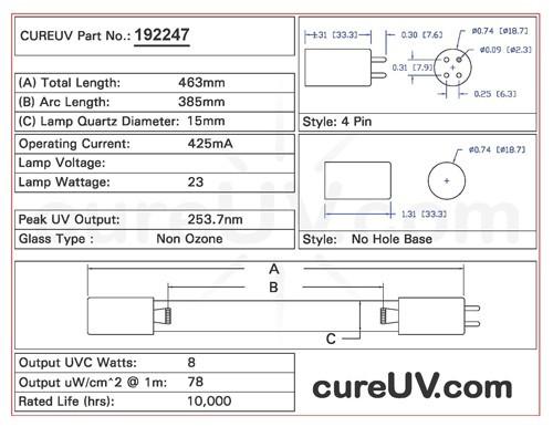 Germicidal UV Bulbs - Aqua Treatment Service ATS4-463 Replacement UVC Light Bulb