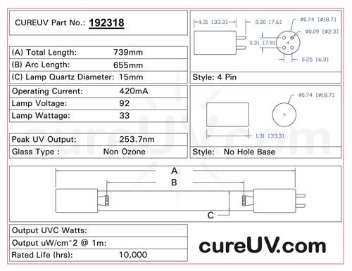 Germicidal UV Bulbs - Aqua Treatment Service ATS4-739 Replacement UVC Light Bulb