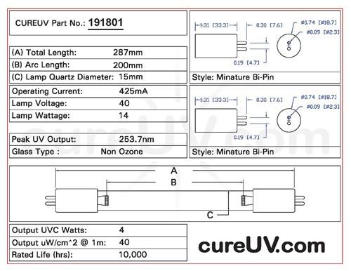 Germicidal UV Bulbs - Aquafine 3011 Replacement UVC Light Bulb