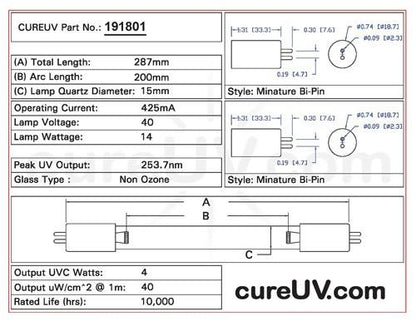 Germicidal UV Bulbs - Aquafine 3011 Replacement UVC Light Bulb