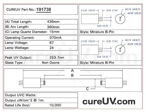 Germicidal UV Bulbs - Atlantic Ultraviolet Authentic Replacement 05-1097-R UVC Light Bulb