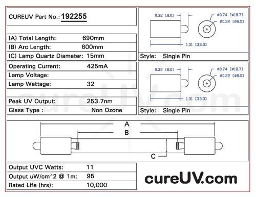 Germicidal UV Bulbs - Atlantic Ultraviolet Authentic Replacement 05-1352-R UVC Light Bulb