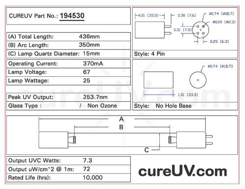 Germicidal UV Bulbs - Atlantic Ultraviolet Authentic Replacement 05-1370-R UVC Light Bulb