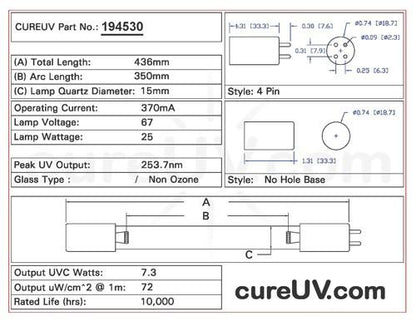 Germicidal UV Bulbs - Atlantic Ultraviolet Authentic Replacement 05-1370-R UVC Light Bulb