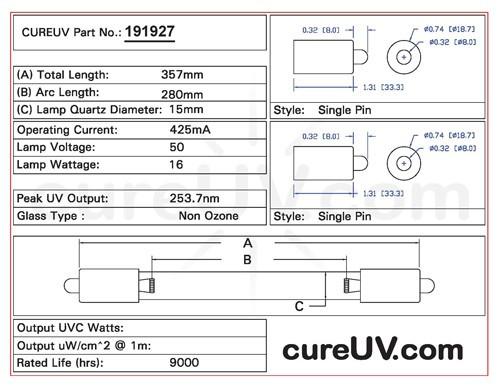 Germicidal UV Bulbs - Glasco UV 1842 Replacement UVC Light Bulb