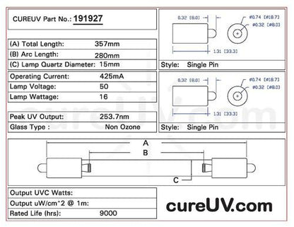 Germicidal UV Bulbs - Glasco UV 1842 Replacement UVC Light Bulb