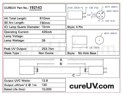 Germicidal UV Bulbs - Lancaster Pump 12-6 Replacement UVC Light Bulb