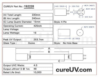 Germicidal UV Bulbs - Lancaster Pump 4-6 Replacement UVC Light Bulb