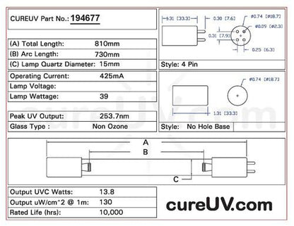 Germicidal UV Bulbs - Master Water Conditioning GPH810T5VH/4 Replacement UVC Light Bulb