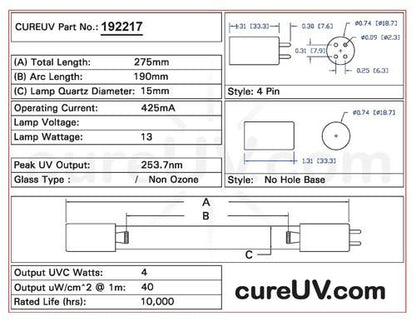 Germicidal UV Bulbs - Pentek 163508 Replacement UVC Light Bulb