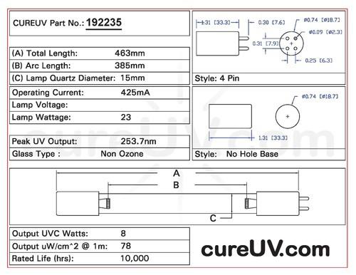 Germicidal UV Bulbs - Pentek 163512 Replacement UVC Light Bulb