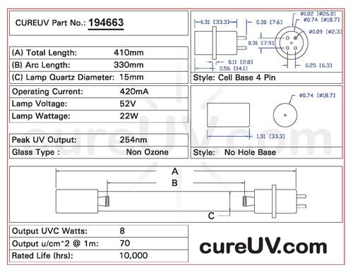 Germicidal UV Bulbs - Steril-Aire 22000300 UV Bulb - Equivalent Replacement Lamp