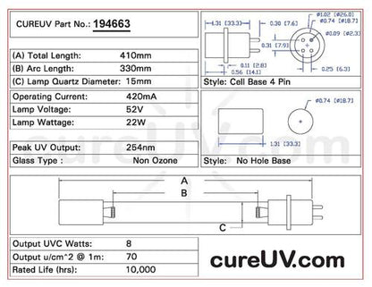 Germicidal UV Bulbs - Steril-Aire 22000300 UV Bulb - Equivalent Replacement Lamp