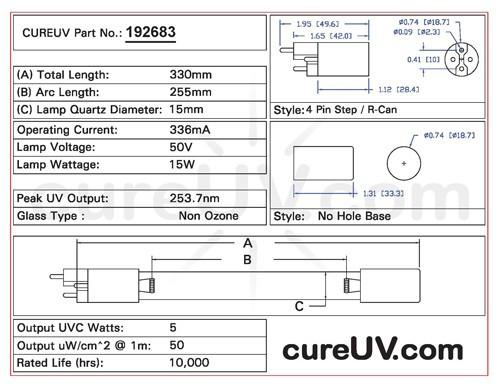 Germicidal UV Bulbs - Sterilight R-Can S330RL Compatible Generic Replacement UVC Light Bulb